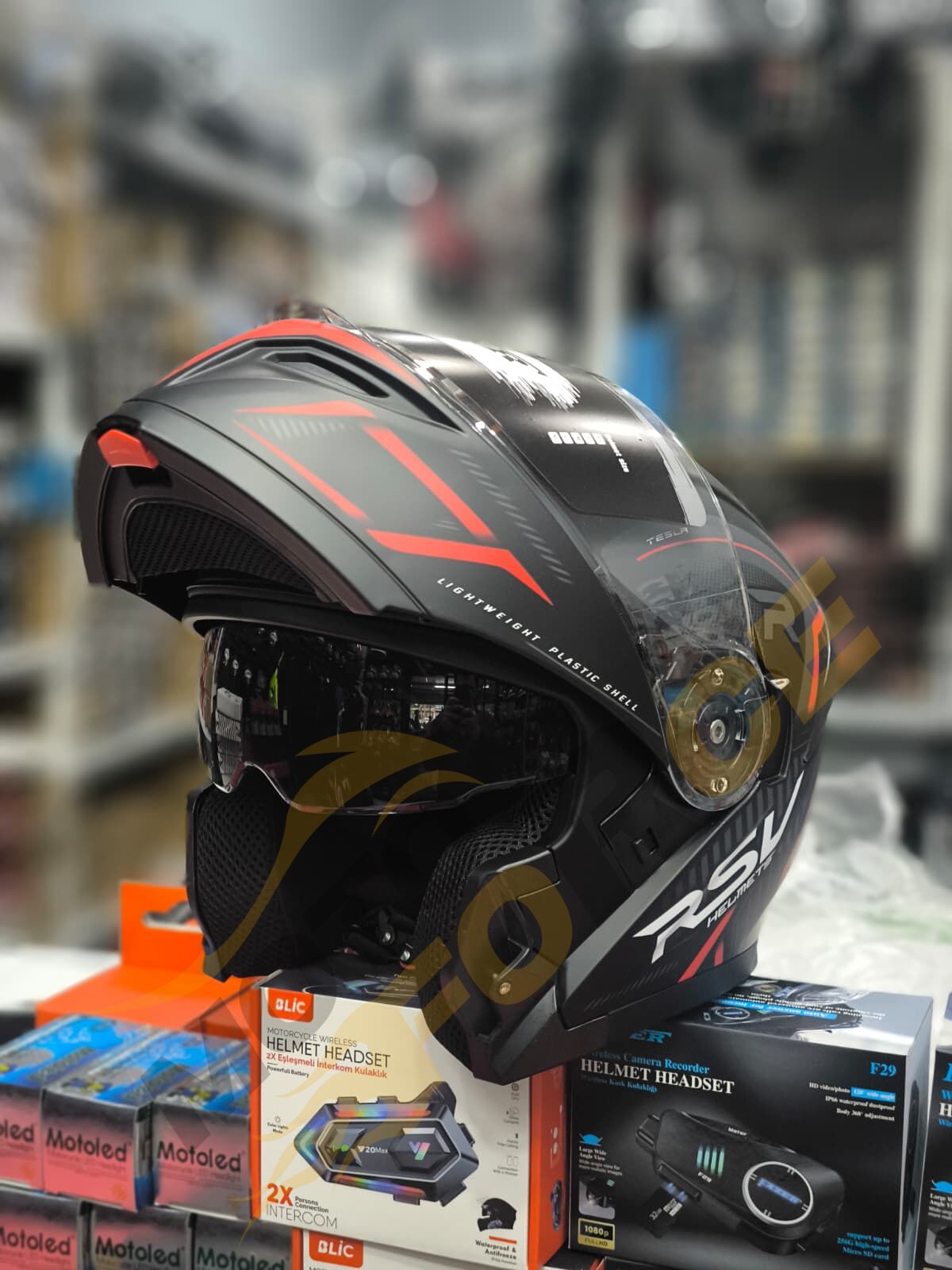 Fazer Kırmızı Sİyah Çene Açılır Güneş Vizörlü Motosiklet Kaskı