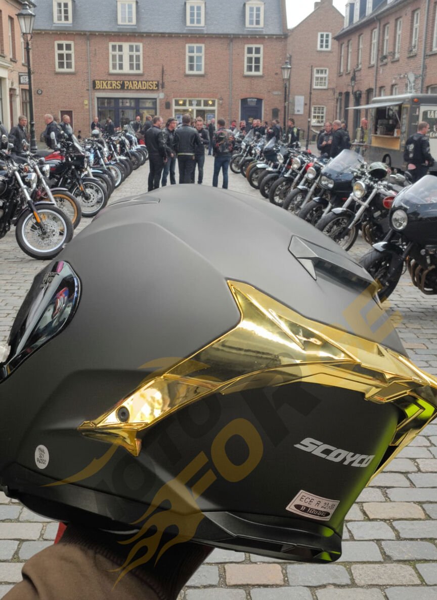 Scoyco FF-871 Yaksha Mat Siyah-Gold Güneş Vizörlü Kapalı Fiyatı